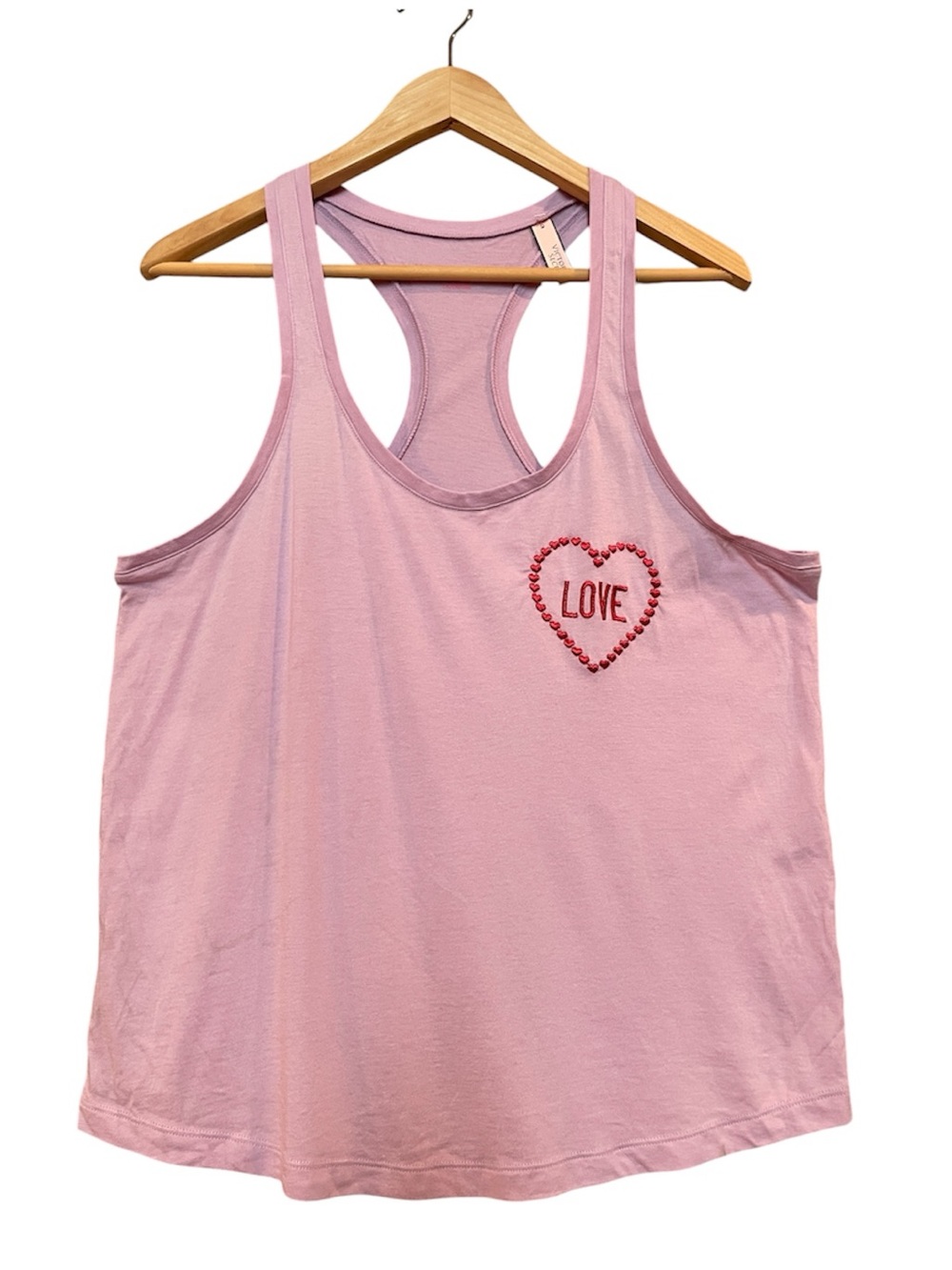 Victoria's Secret Love Lavender Racerback Tank with Red Beaded Heart Large